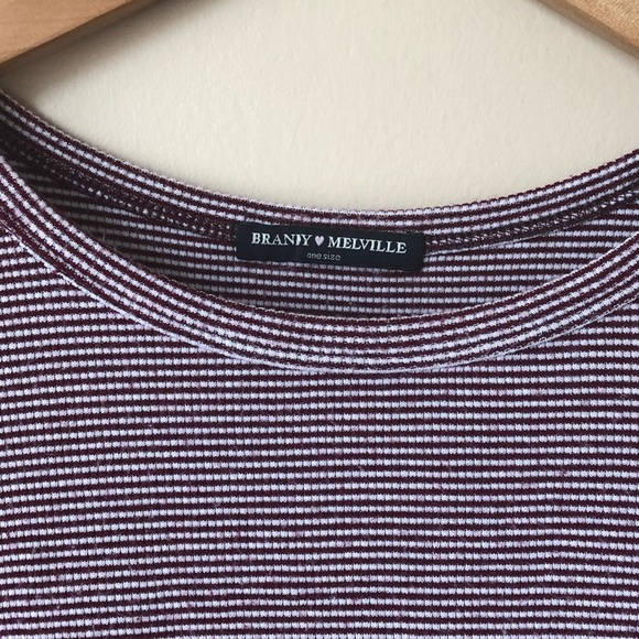 brandy melville striped maroon tee - Picture 2 of 2